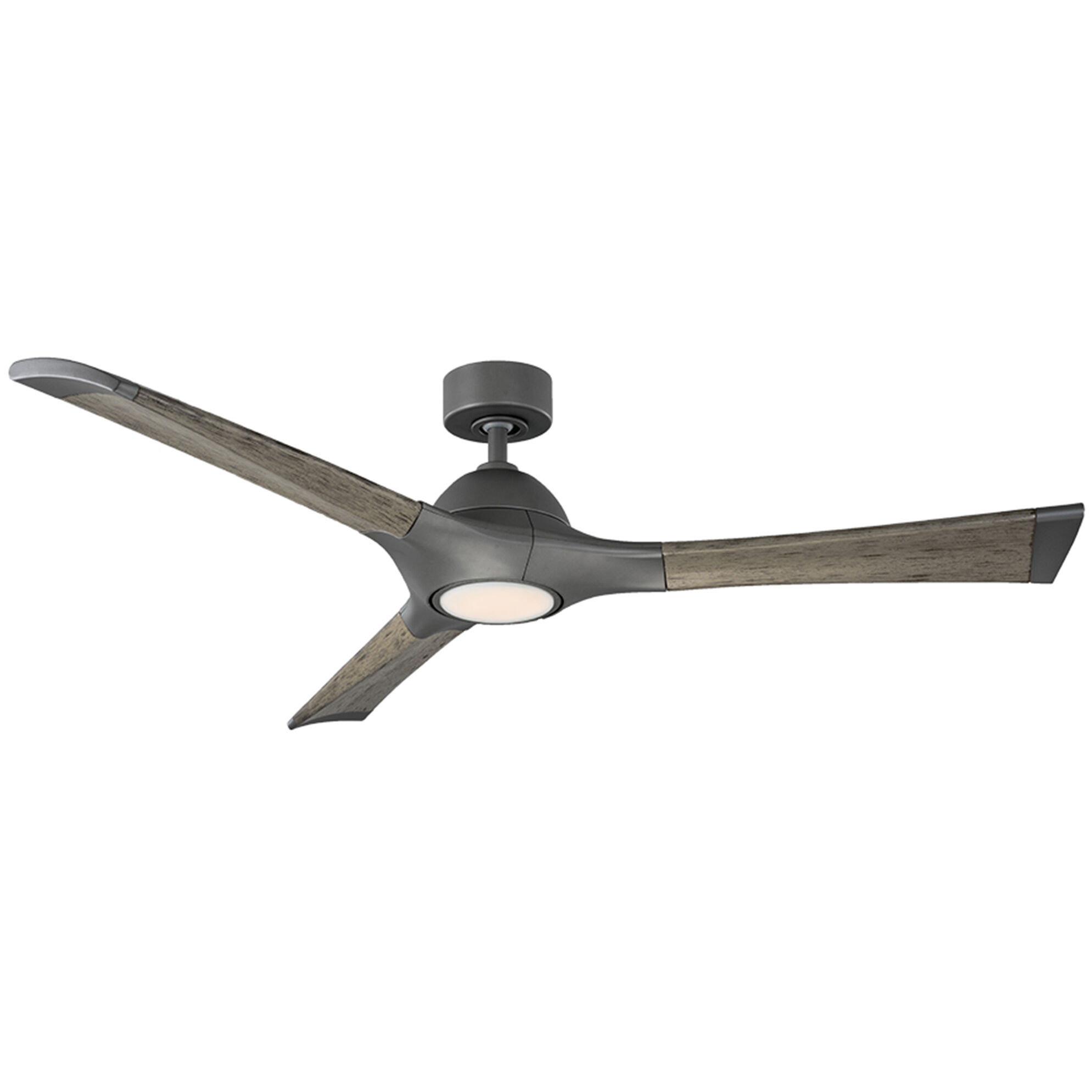 Woody 60 inch Graphite and Weathered Gray with Weathered Gray Blades Downrod Ceiling Fan in 3000K, Graphite Weathered Gray, Smart Ceiling Fan