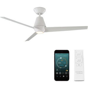 Slim 52 inch Matte White Downrod Ceiling Fan in 2700K