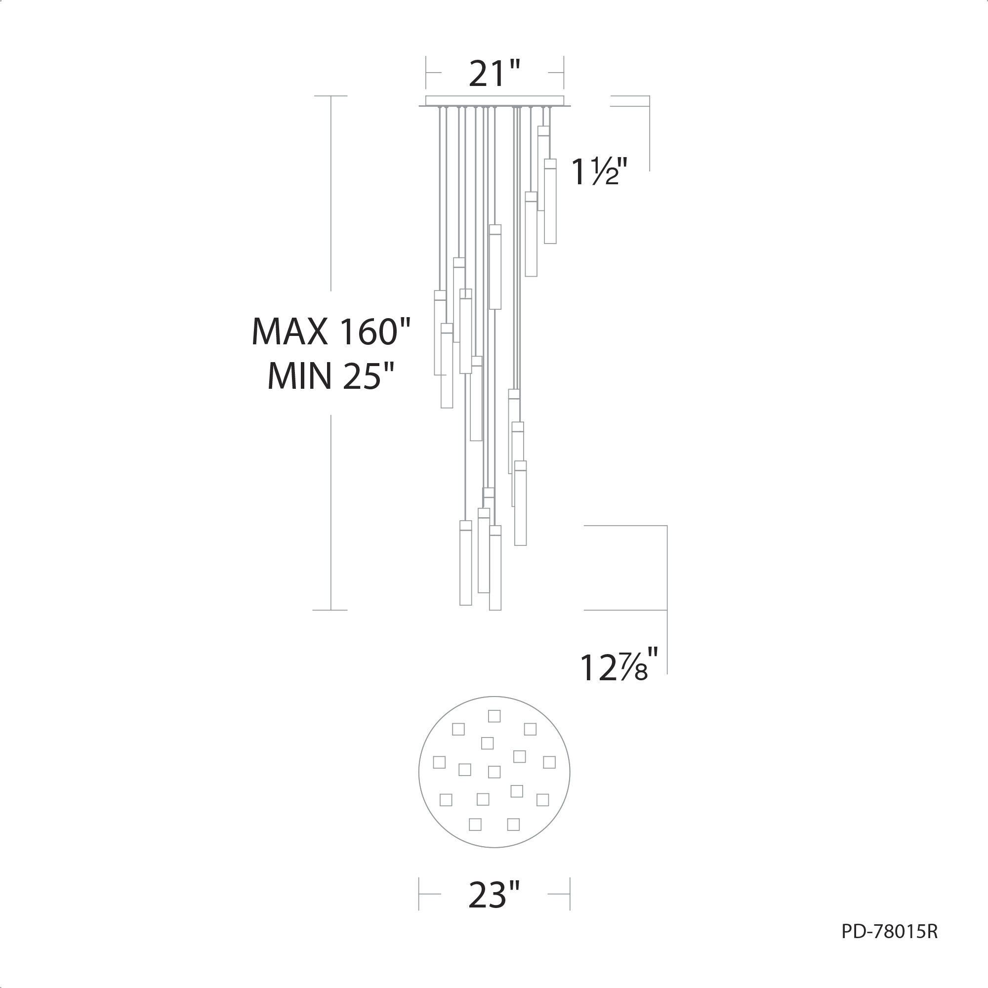 Minx 15 Light 23 inch Antique Nickel Multi-Light Pendant Ceiling Light