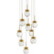 Double Bubble 9 Light 17 inch Aged Brass Multi-Light Pendant Ceiling Light