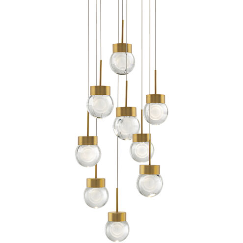 Double Bubble 9 Light 17 inch Aged Brass Multi-Light Pendant Ceiling Light