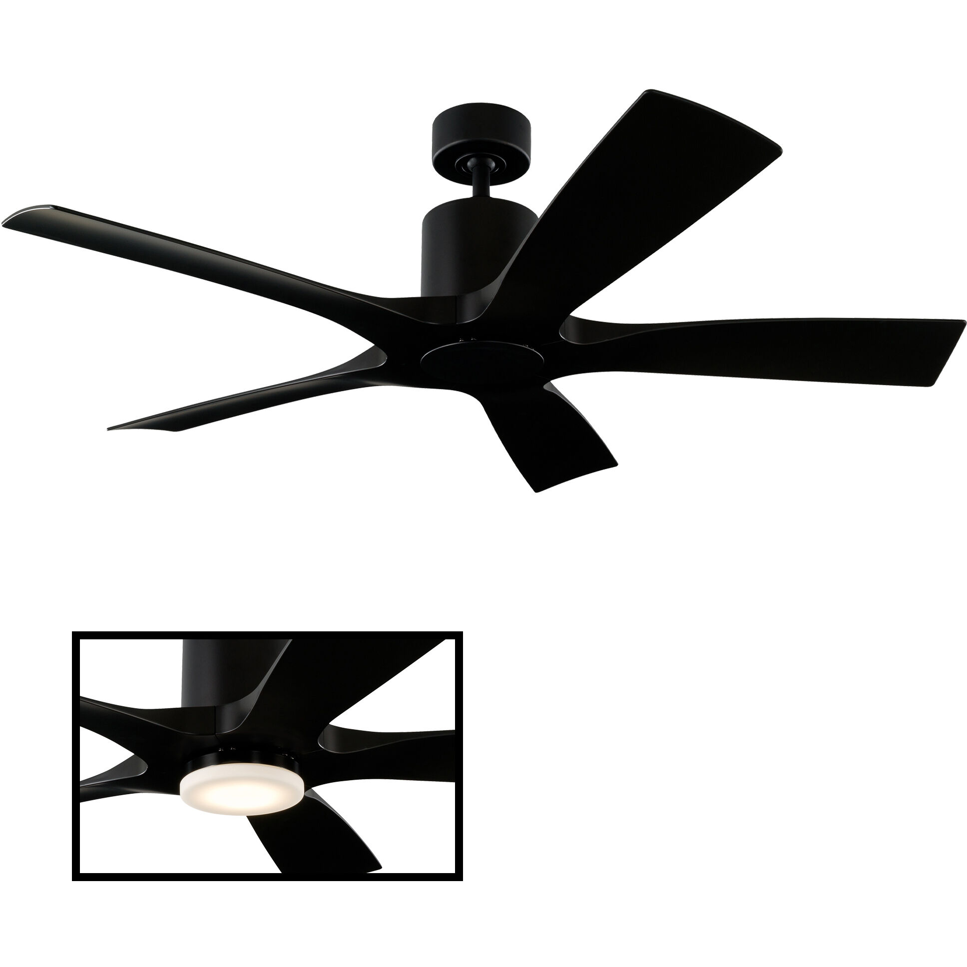 Aviator 54 inch Matte Black Downrod Ceiling Fan