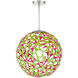 Groovy LED 24 inch Green-Pink Brushed Nickel Pendant Ceiling Light in 24in., Green and Pink