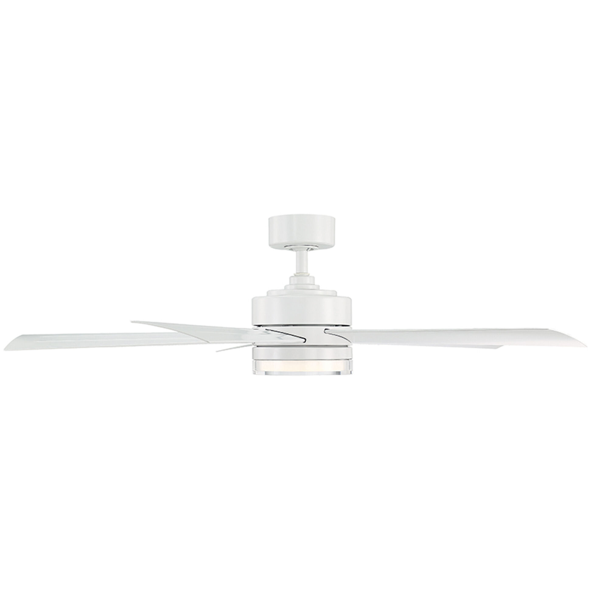 Wynd 52 inch Matte White Downrod Ceiling Fan in 3000K, Smart Ceiling Fan