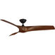 Zephyr 62 inch Matte Black and Distressed Koa with Distressed Koa Blades Downrod Ceiling Fan in Matte Black Distressed Koa, Smart Ceiling Fan