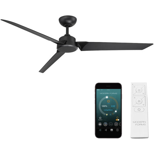 Roboto 62 inch Matte Black Downrod Ceiling Fan, Smart Ceiling Fan