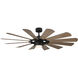 Wyndmill 65 inch Matte Black and Barn Wood with Barn Wood Blades Downrod Ceiling Fan in 3000K, Matte Black Barn Wood