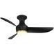 Corona 44 inch Soft Brass and Matte Black with Matte Black Blades Flush Mount Ceiling Fan in 3500K, Soft Brass Matte Black