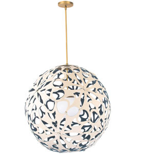 Groovy LED 24 inch Cream-Blue Aged Brass Pendant Ceiling Light in 24in., Cream and Blue