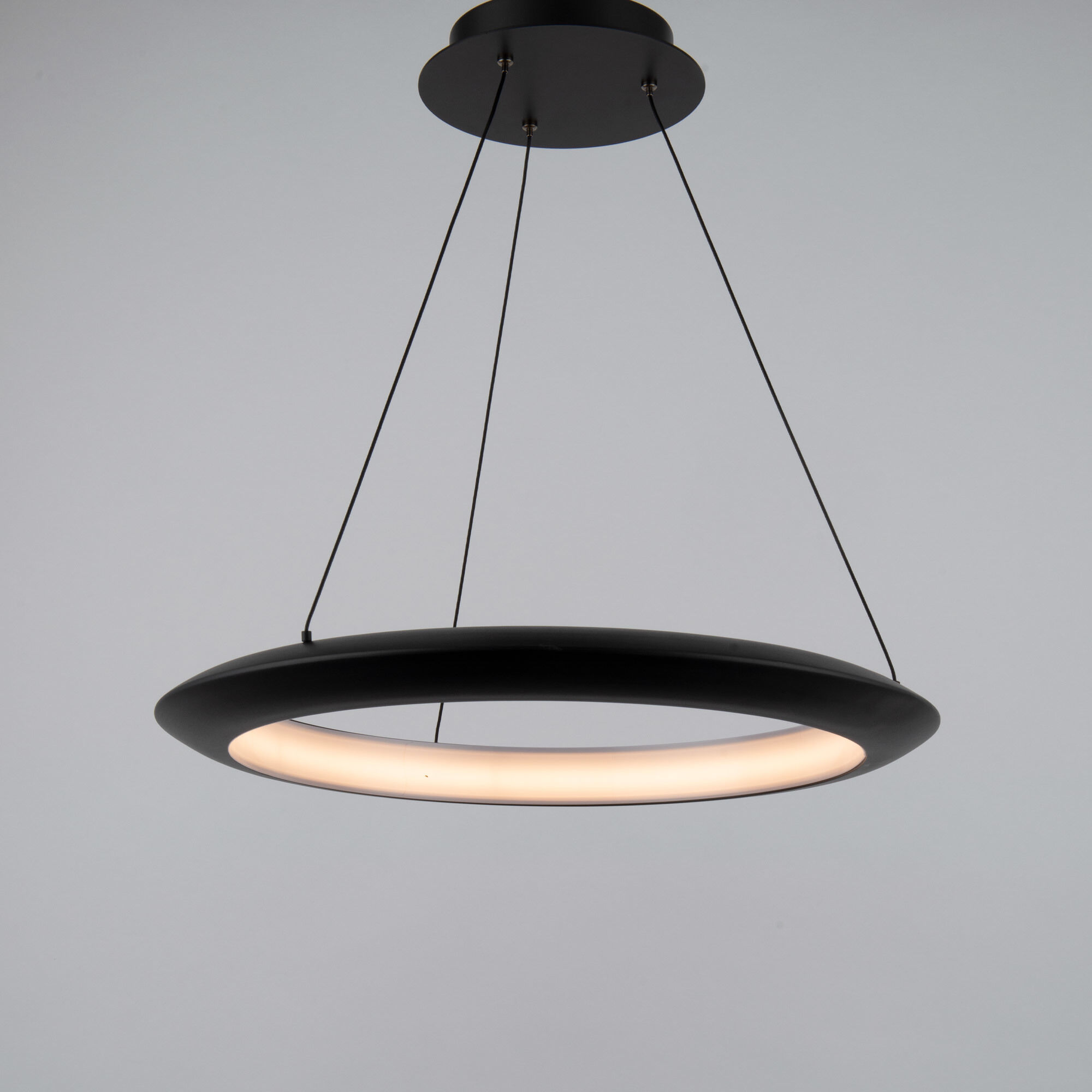 The Ring LED 24 inch Black Chandelier Ceiling Light in 3000K, 24in.