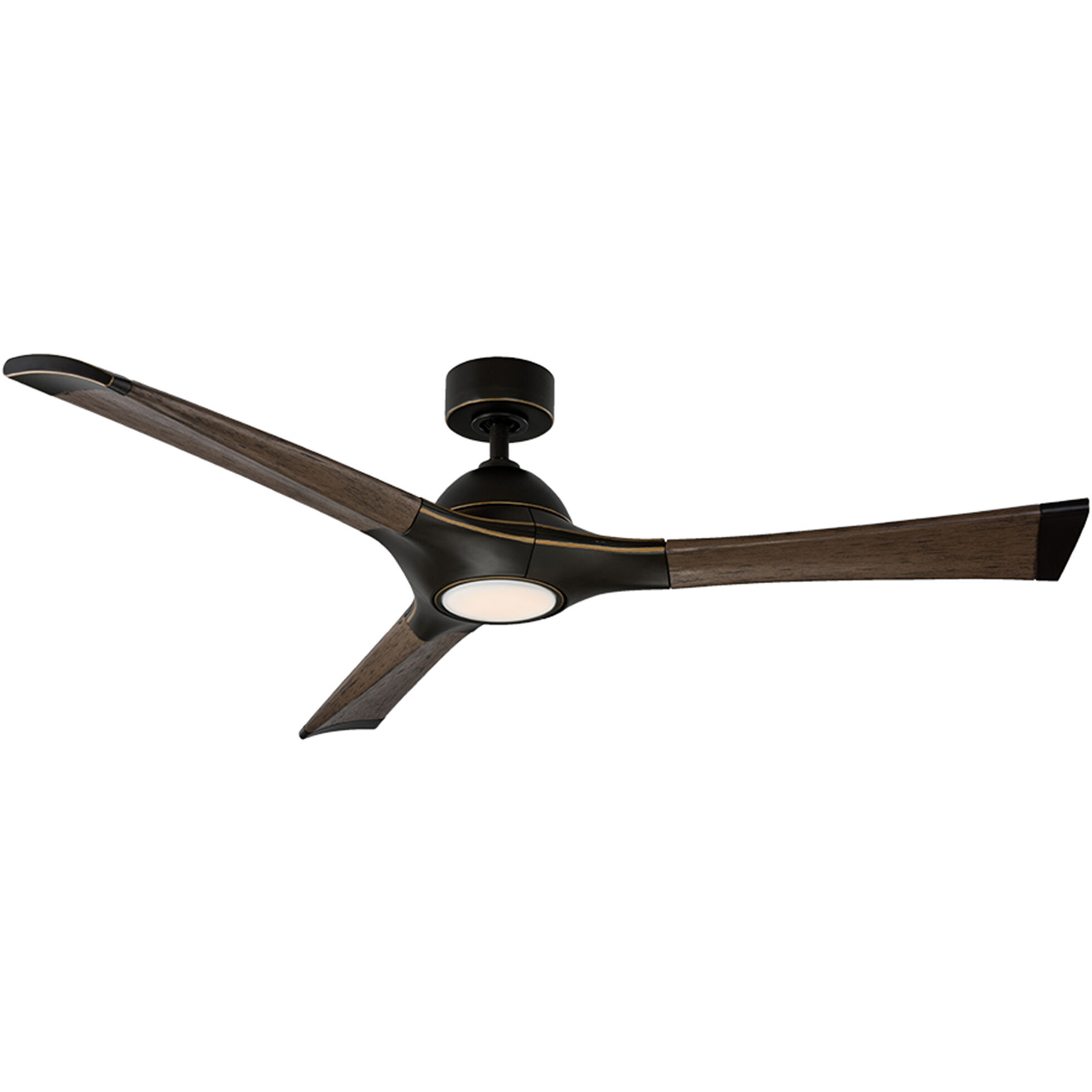 Woody 60 inch Oil Rubbed Bronze and Dark Walnut with Dark Walnut Blades Downrod Ceiling Fan in 2700K, Oil Rubbed Bronze Dark Walnut