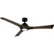 Woody 60 inch Oil Rubbed Bronze and Dark Walnut with Dark Walnut Blades Downrod Ceiling Fan in 3500K, Oil Rubbed Bronze Dark Walnut