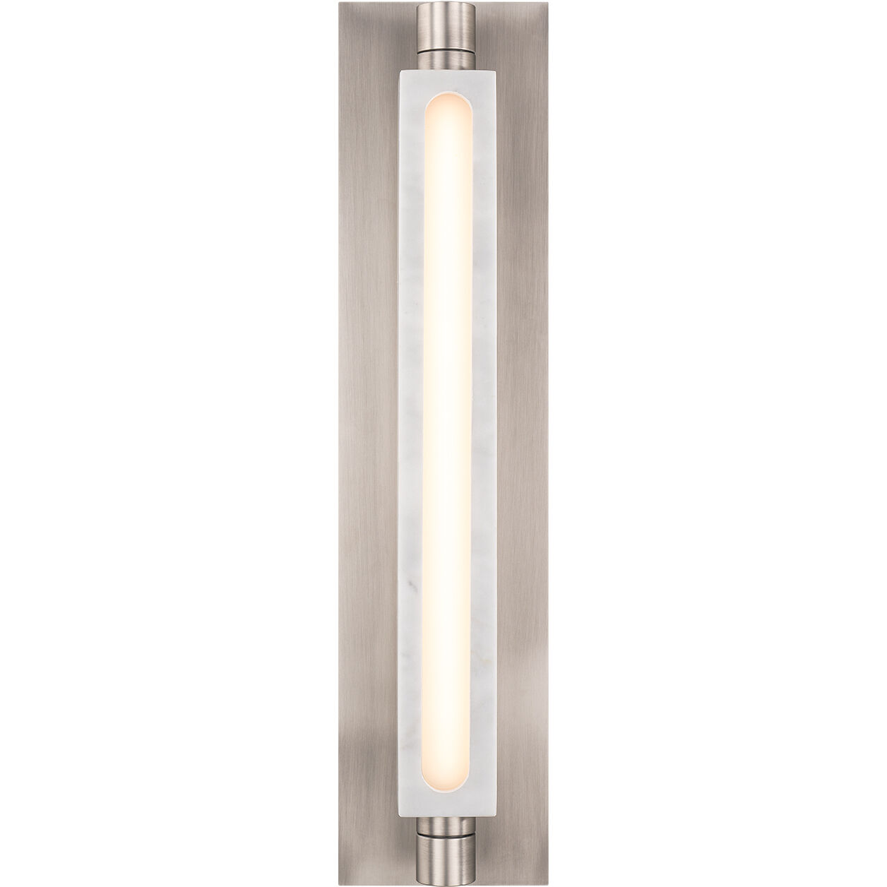 Stanchion Indoor Wall Lighting in White Marble and Brushed Nickel