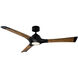 Woody 60 inch Matte Black and Distressed Koa with Distressed Koa Blades Downrod Ceiling Fan in 3500K, Matte Black Distressed Koa
