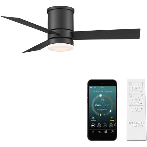 Axis 44 inch Matte Black Flush Mount Ceiling Fan in 2700K