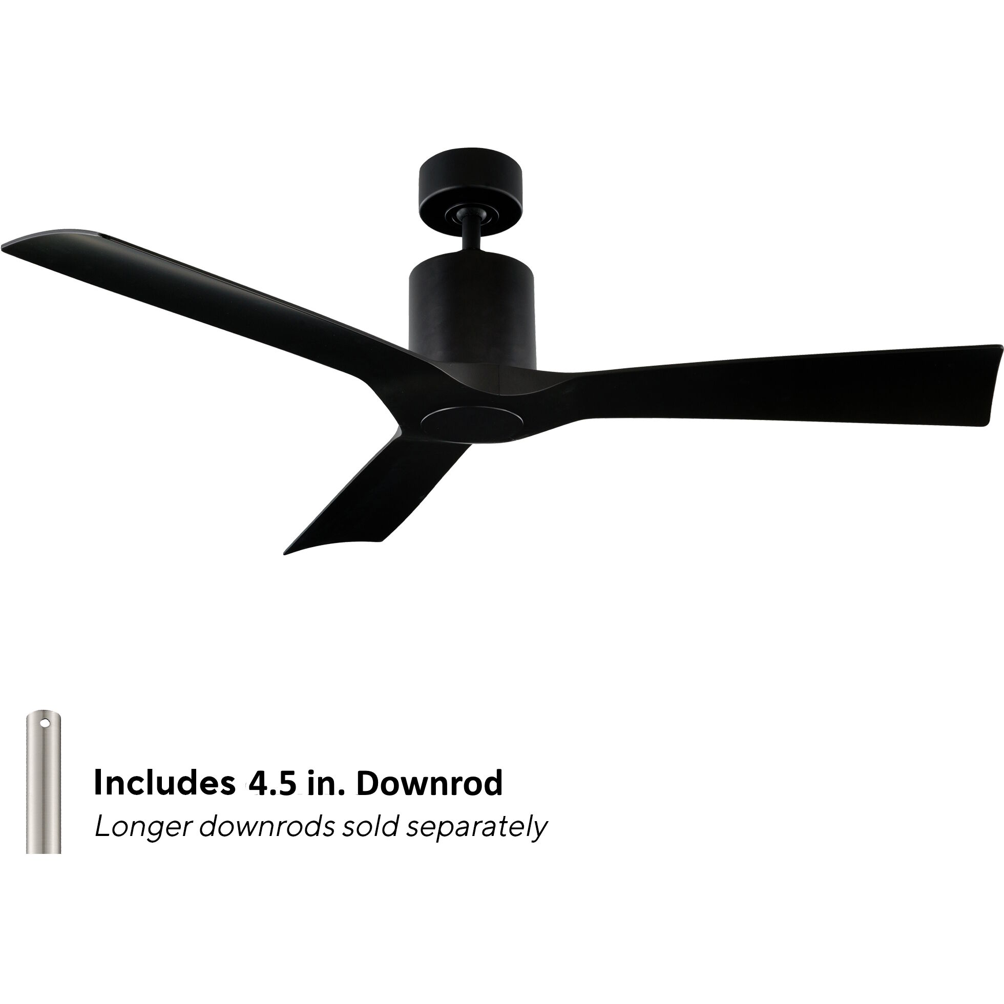 Aviator 54 inch Matte Black Downrod Ceiling Fan