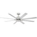 Renegade 66 inch Brushed Nickel Titanium with Titanium Blades Downrod Ceiling Fan in 3000K