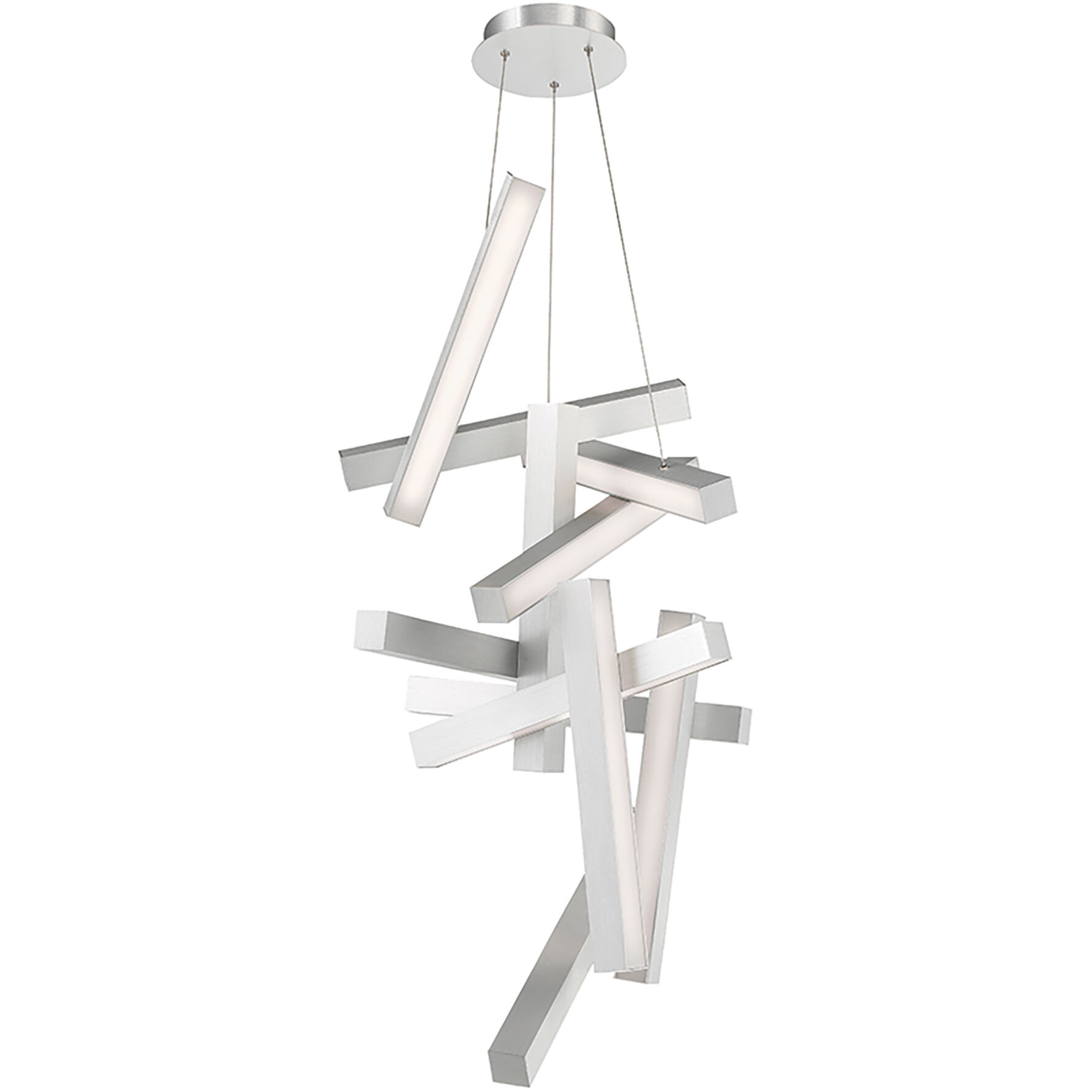 Chaos LED 23 inch Brushed Aluminum Chandelier Ceiling Light in 12, 49in.