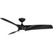Zephyr 62 inch Matte Black Downrod Ceiling Fan, Smart Ceiling Fan