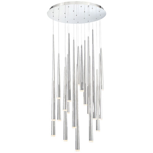 Cascade LED 26 inch Polished Nickel Multi-Light Pendant Ceiling Light in 21, Round, 28in.