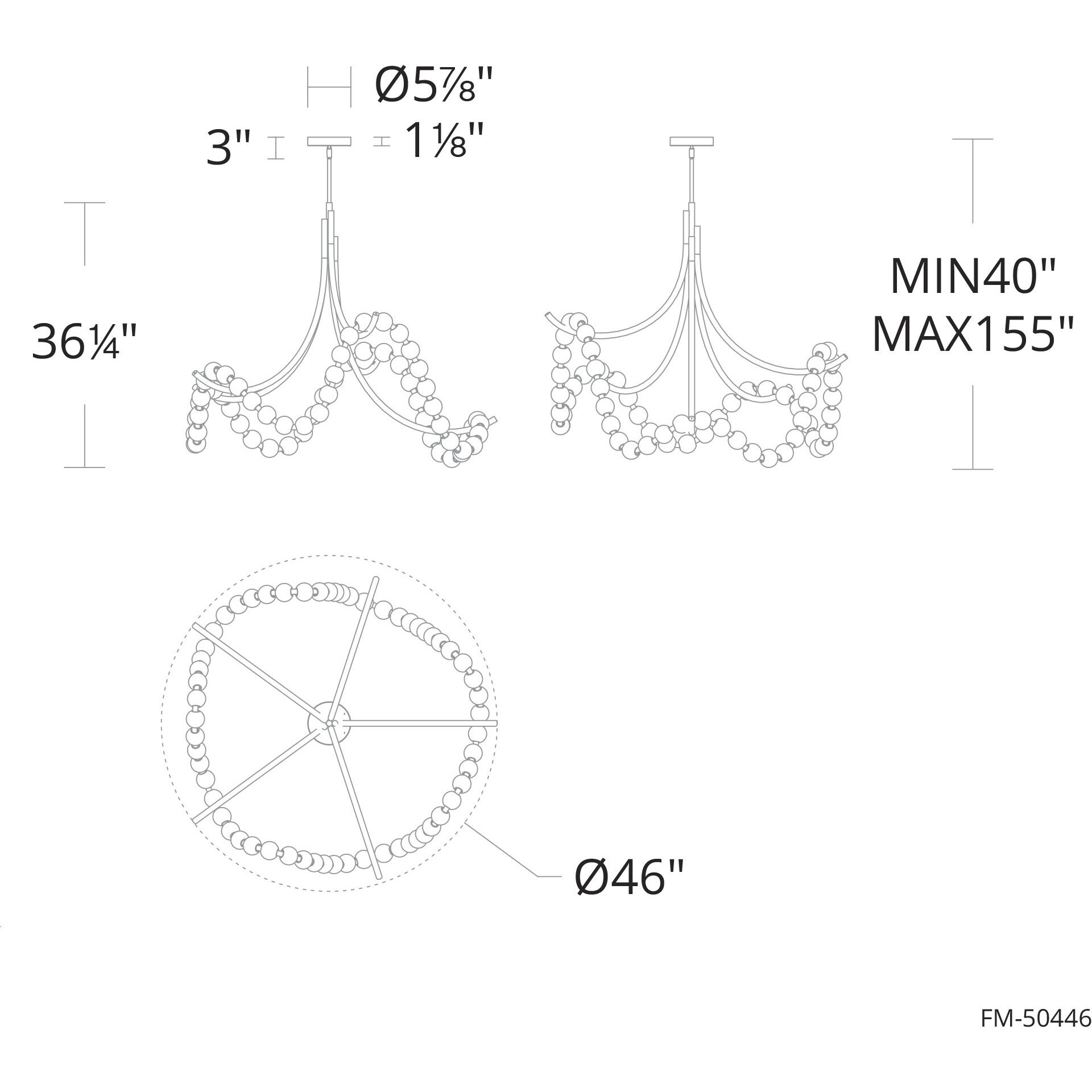 Parel 1 Light 46 inch Aged Brass Pendant Ceiling Light