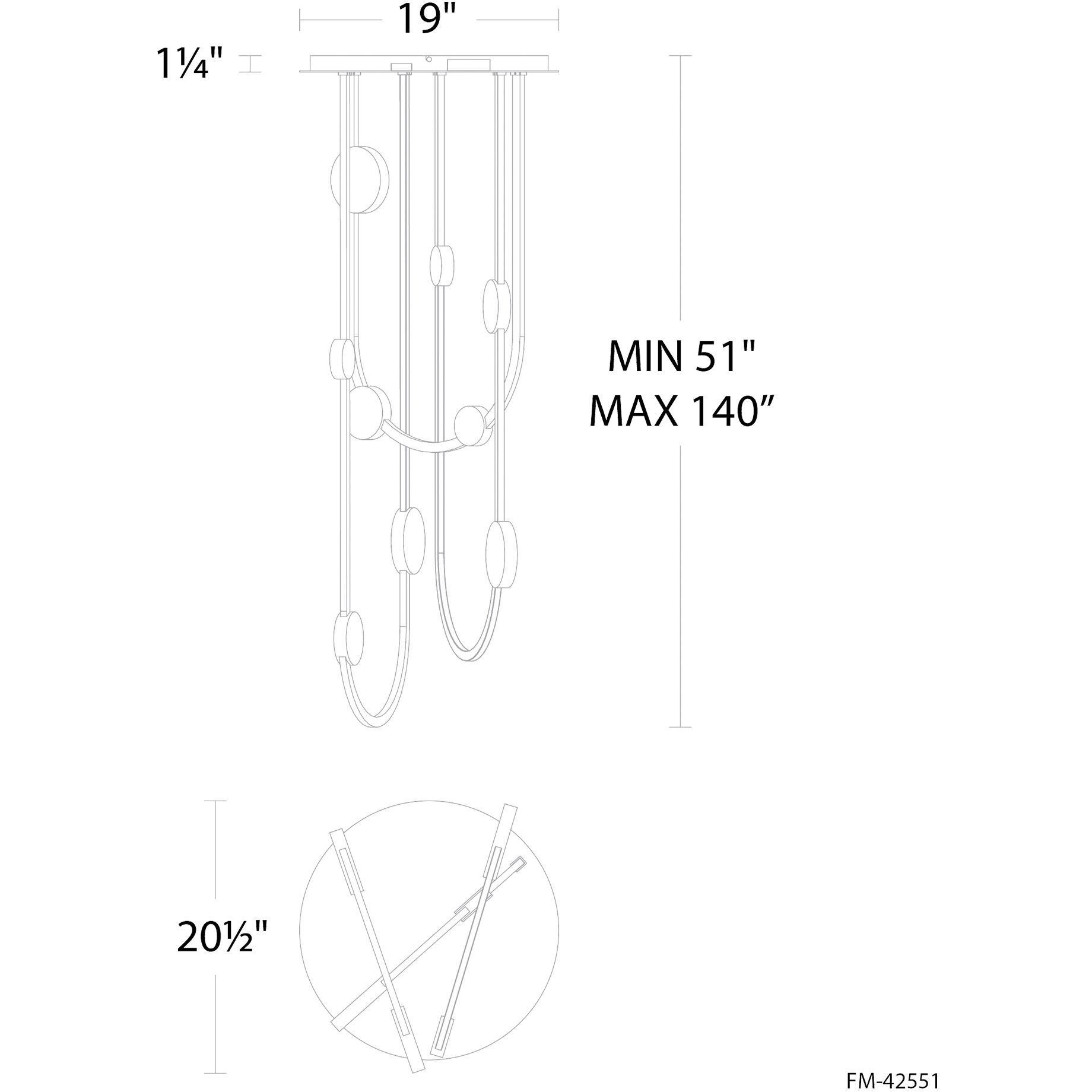 Tableau LED 20.5 inch Black Indoor Ceiling Lighting in 2700K