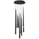 Cascade LED 17 inch Black Multi-Light Pendant Ceiling Light in 9, Round, 37in.