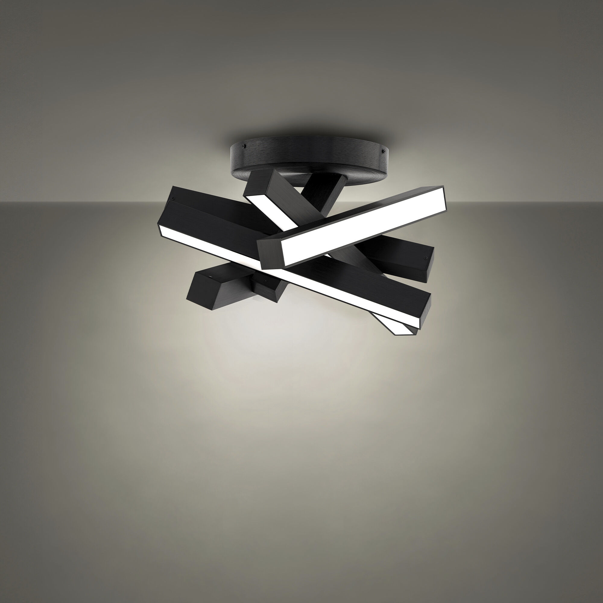 Chaos 1 Light 17.3 inch Black Semi-Flush Mount Ceiling Light