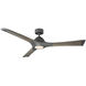Woody 60 inch Graphite and Weathered Gray with Weathered Gray Blades Downrod Ceiling Fan in 3000K, Graphite Weathered Gray, Smart Ceiling Fan