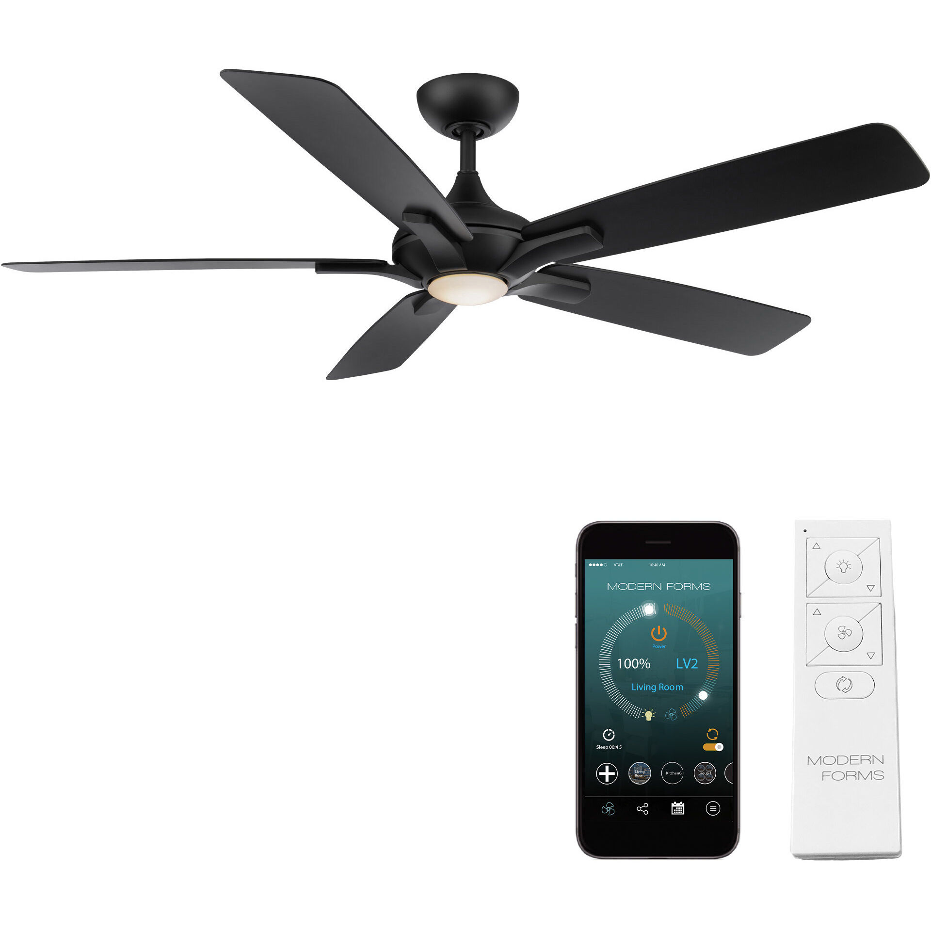 Mykonos 5 60 inch Matte Black Downrod Ceiling Fan in 3000K