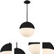 Punk LED 14 inch Black Pendant Ceiling Light in 3000K, 14in.