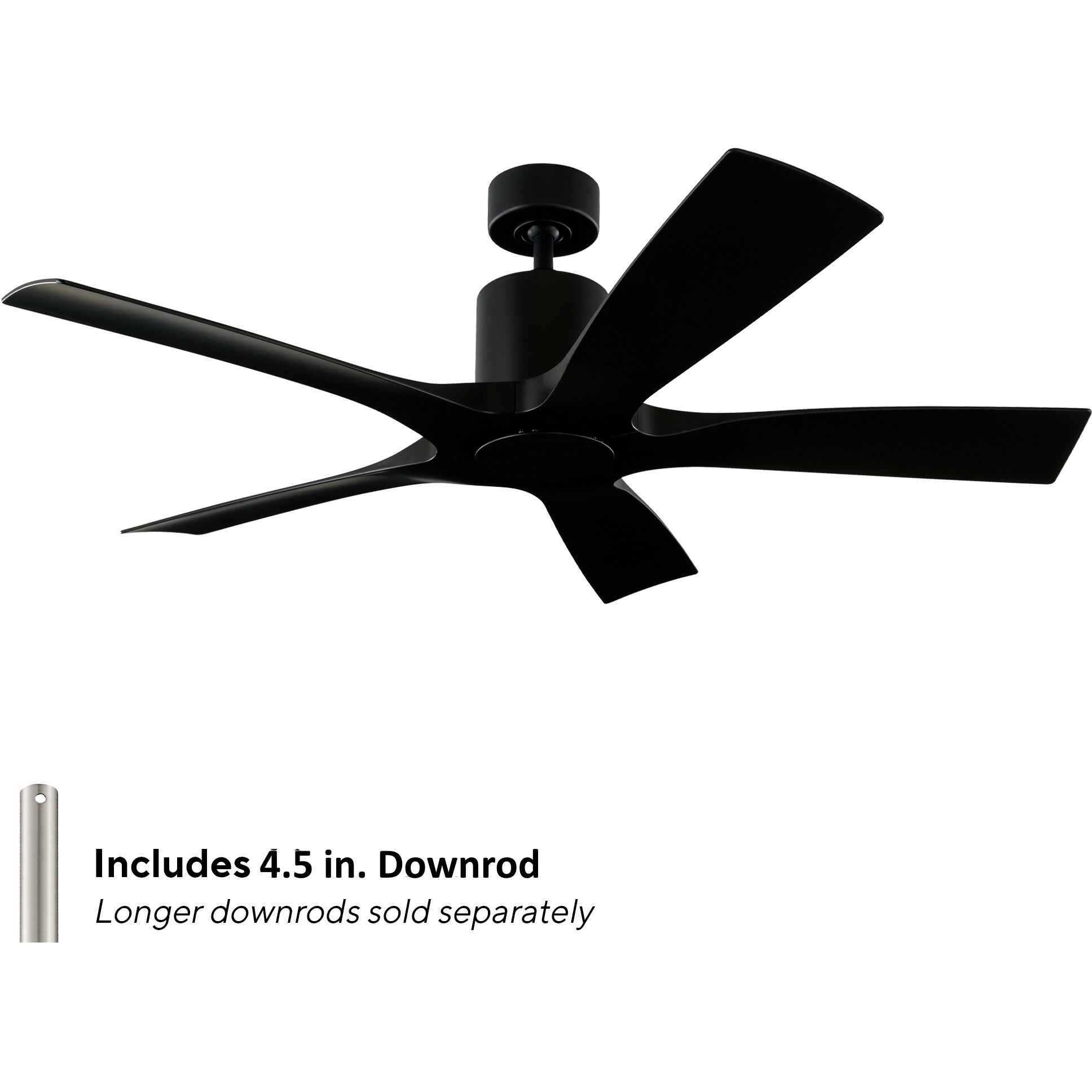 Aviator 54 inch Matte Black Downrod Ceiling Fan