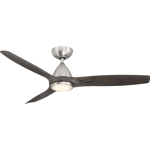 Skylark 54 inch Brushed Nickel Ebony with Ebony Blades Downrod Ceiling Fan in 3000K, Brushed Nickel and Ebony