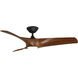 Zephyr 52 inch Matte Black and Distressed Koa with Distressed Koa Blades Downrod Ceiling Fan in Matte Black Distressed Koa, Smart Ceiling Fan