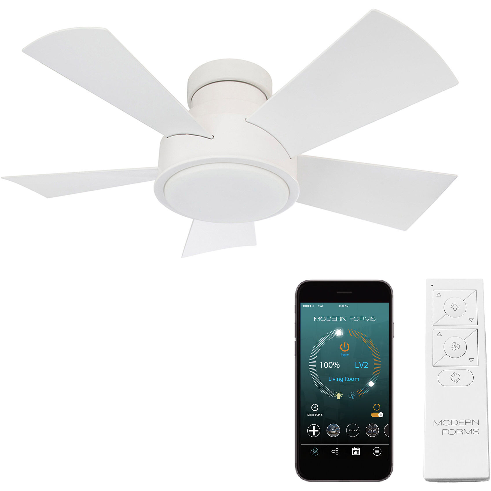 Modern Forms FH W1802 38L MW Vox 38 inch Matte White Flush Mount