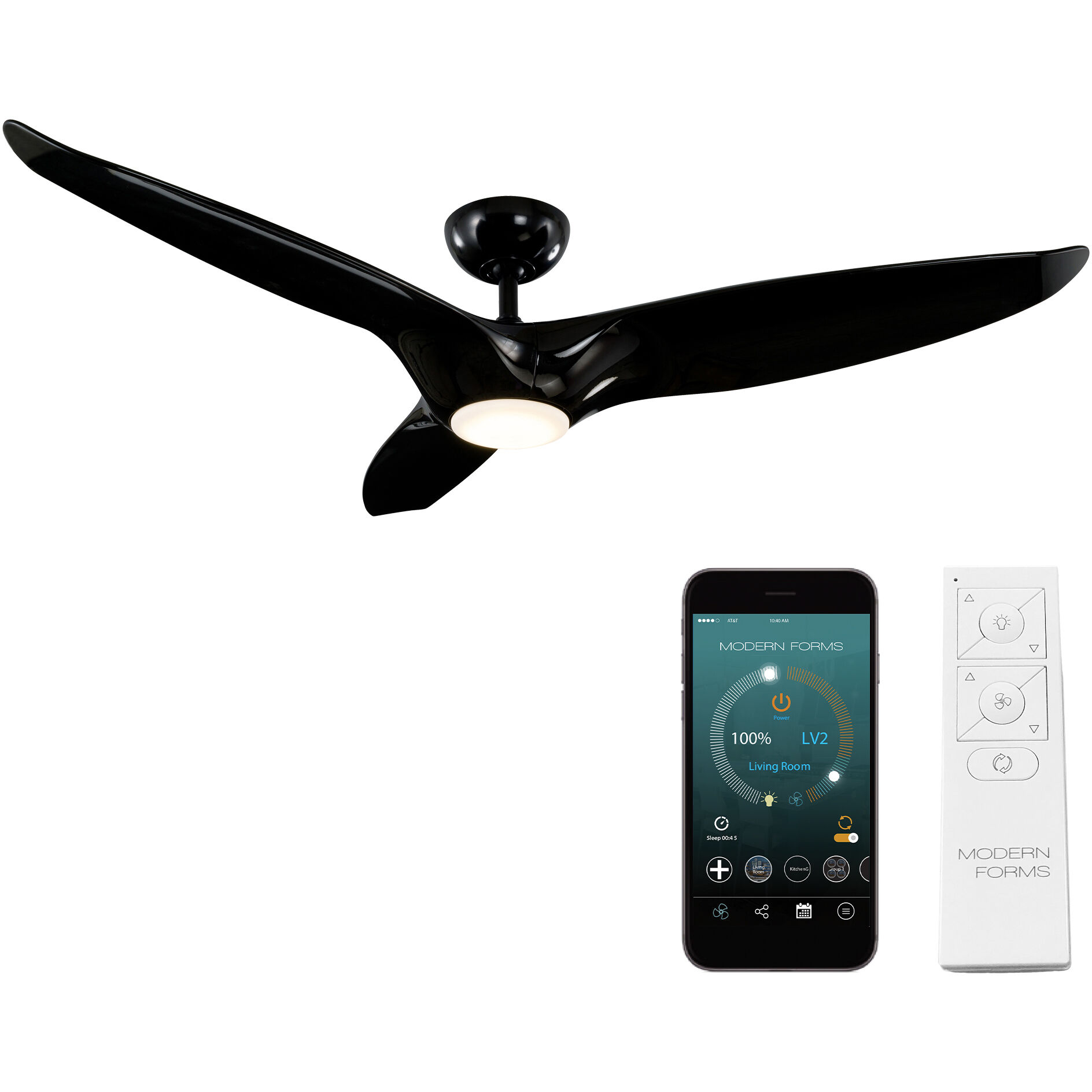 Morpheus III 60 inch Gloss Black Downrod Ceiling Fan in 2700K