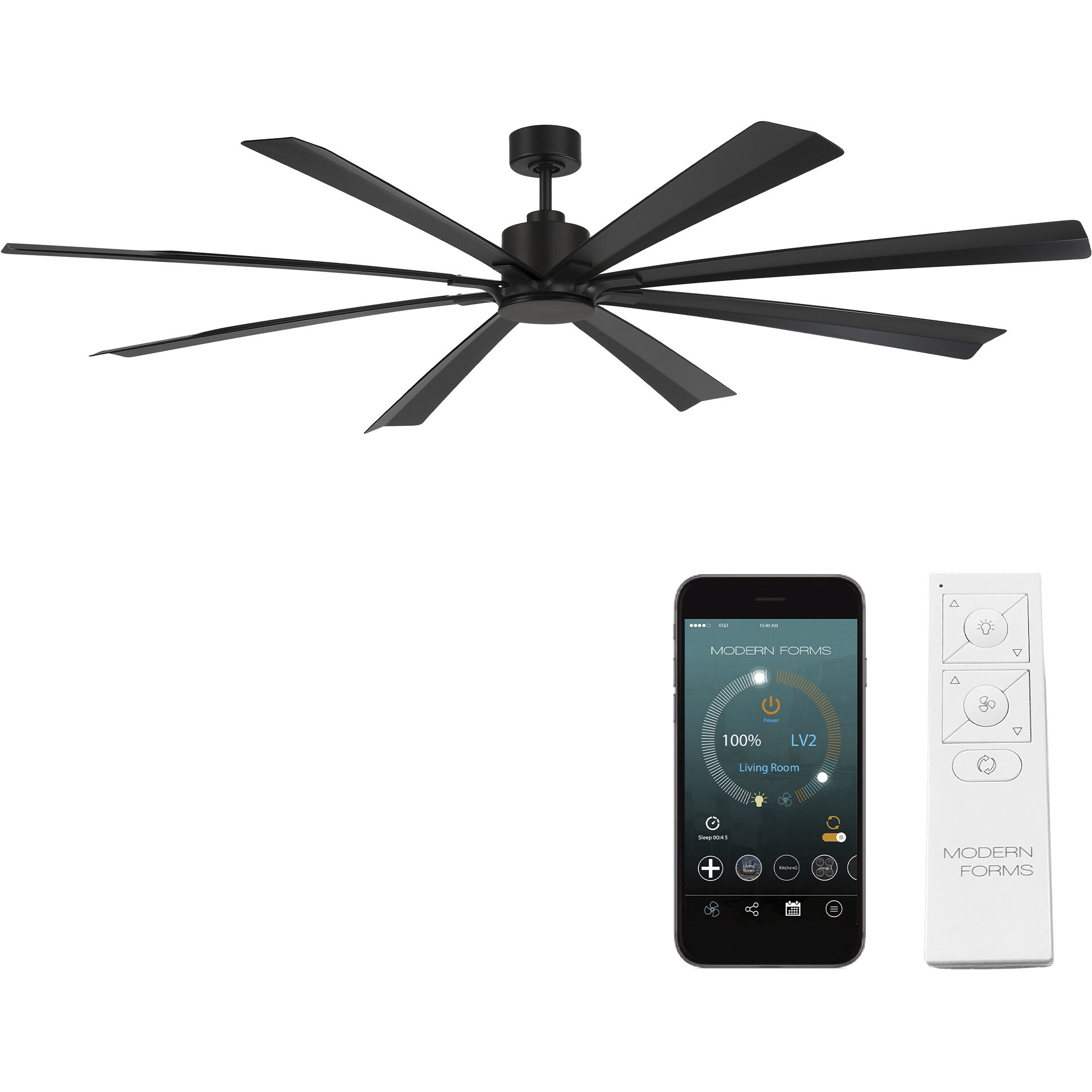 Size Matters 84 inch Matte Black Downrod Ceiling Fan