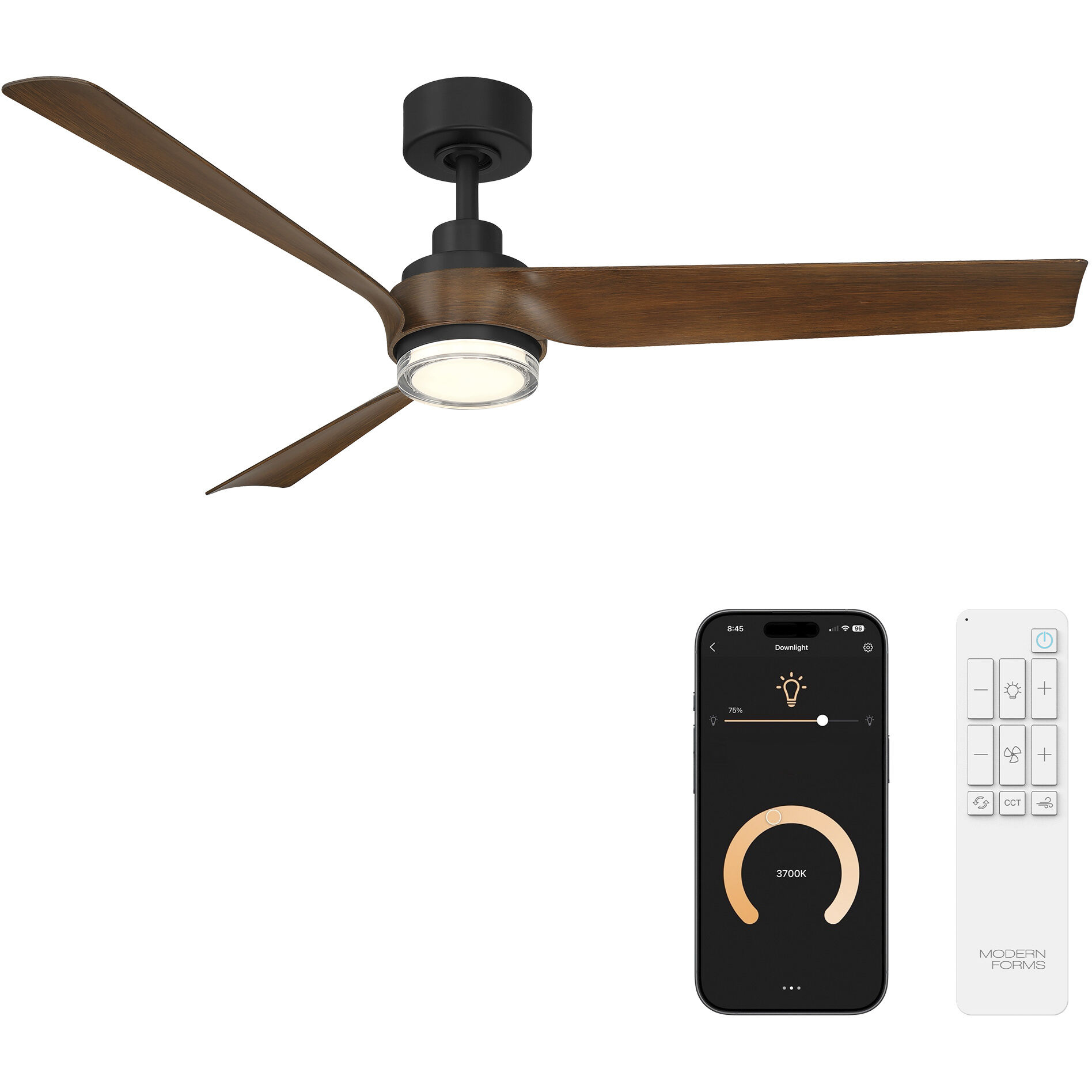Chill 54 inch Matte Black Distressed Koa with Distressed Koa Blades Ceiling Fan