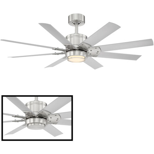 Renegade 52 inch Brushed Nickel Titanium with Titanium Blades Downrod Ceiling Fan in 3500K