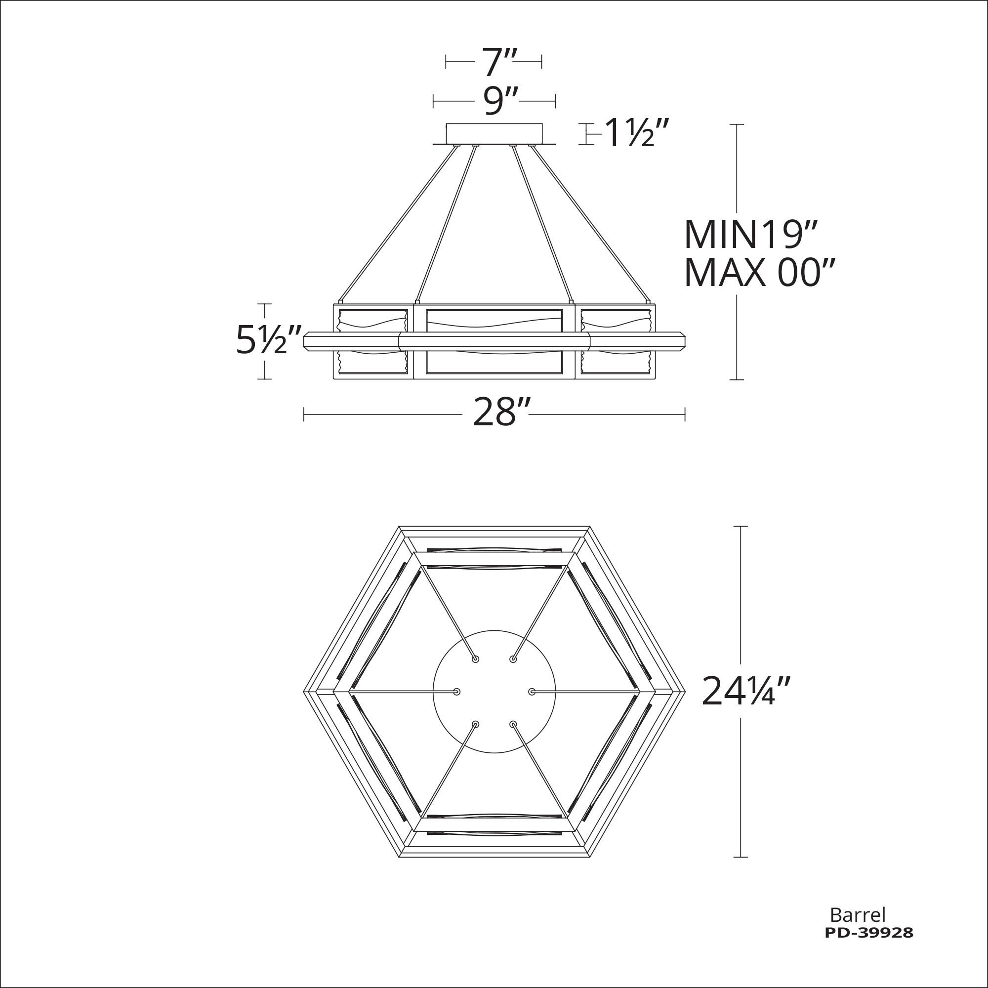 Atlantis LED 24.25 inch Antique Nickel Chandelier Ceiling Light in 28in.