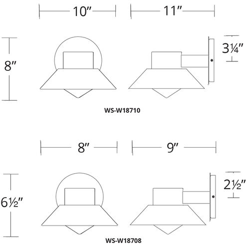 Oslo LED 6.5 inch Black Outdoor Wall Light in 8in.