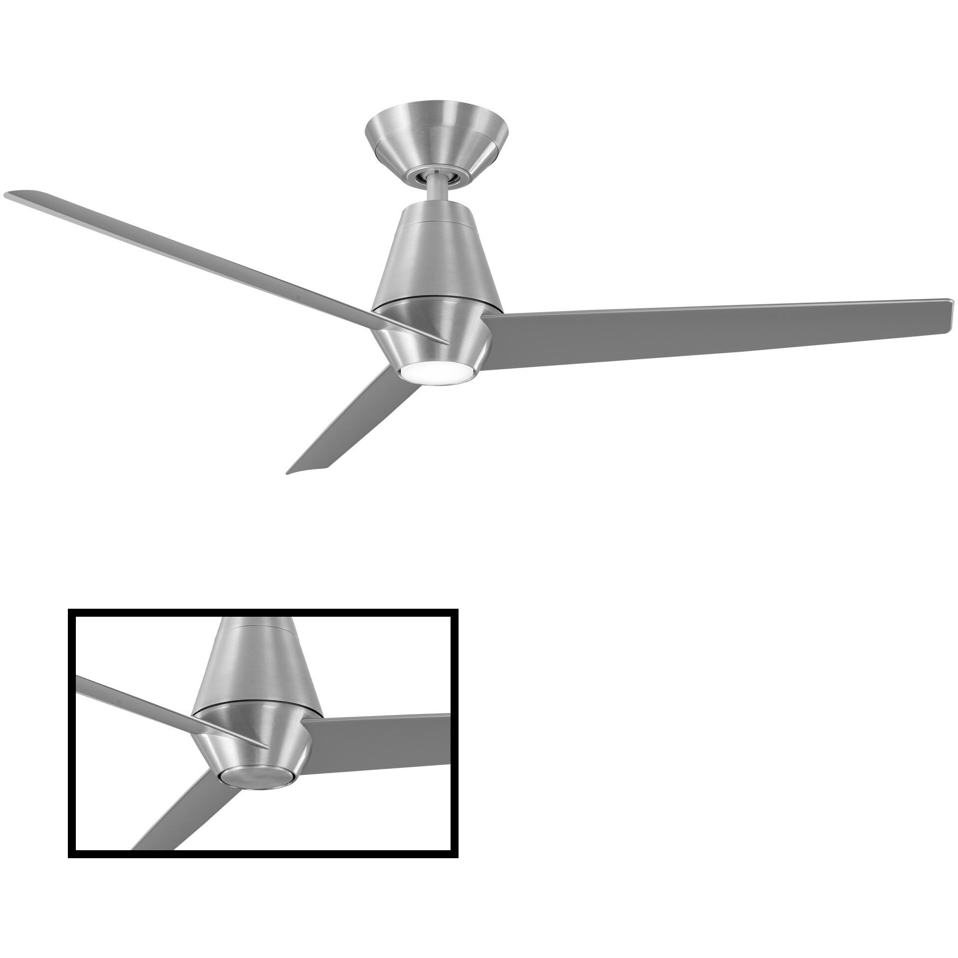 Slim 52 inch Brushed Aluminum Downrod Ceiling Fan, Smart Ceiling Fan