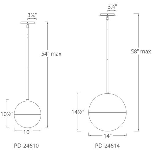 Punk LED 14 inch Polished Nickel Pendant Ceiling Light in 2700K, 14in.