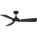 Mykonos 3 52 inch Matte Black Downrod Ceiling Fan in 3000K