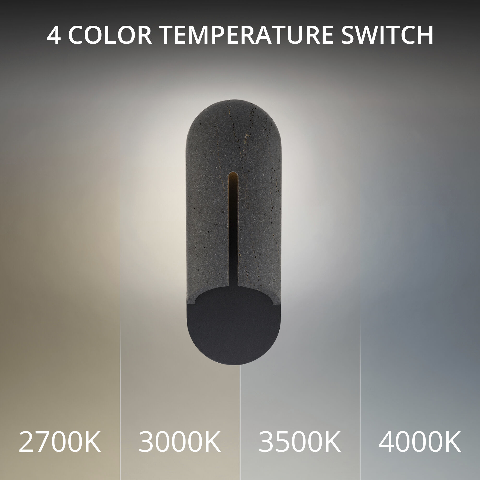 Clog LED 16 inch Bassalt Stone and Black Outdoor Wall Lighting in 4000K