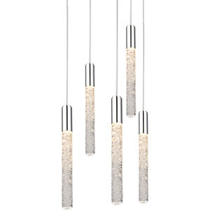 Magic LED 17 inch Polished Nickel Multi-Light Pendant Ceiling Light in 5, Round