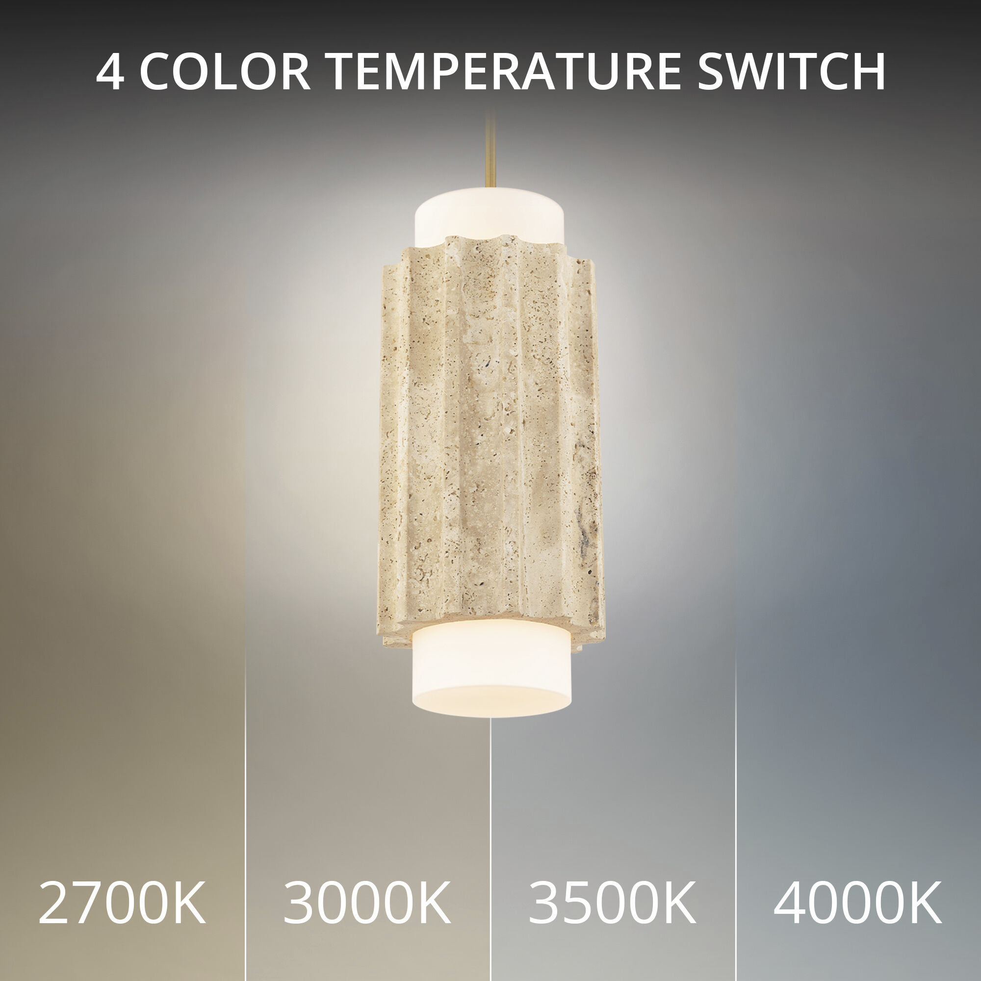 Caviar LED 7 inch Beige Travertine and Aged Brass Indoor Hanging Lighting Ceiling Light in 3500K