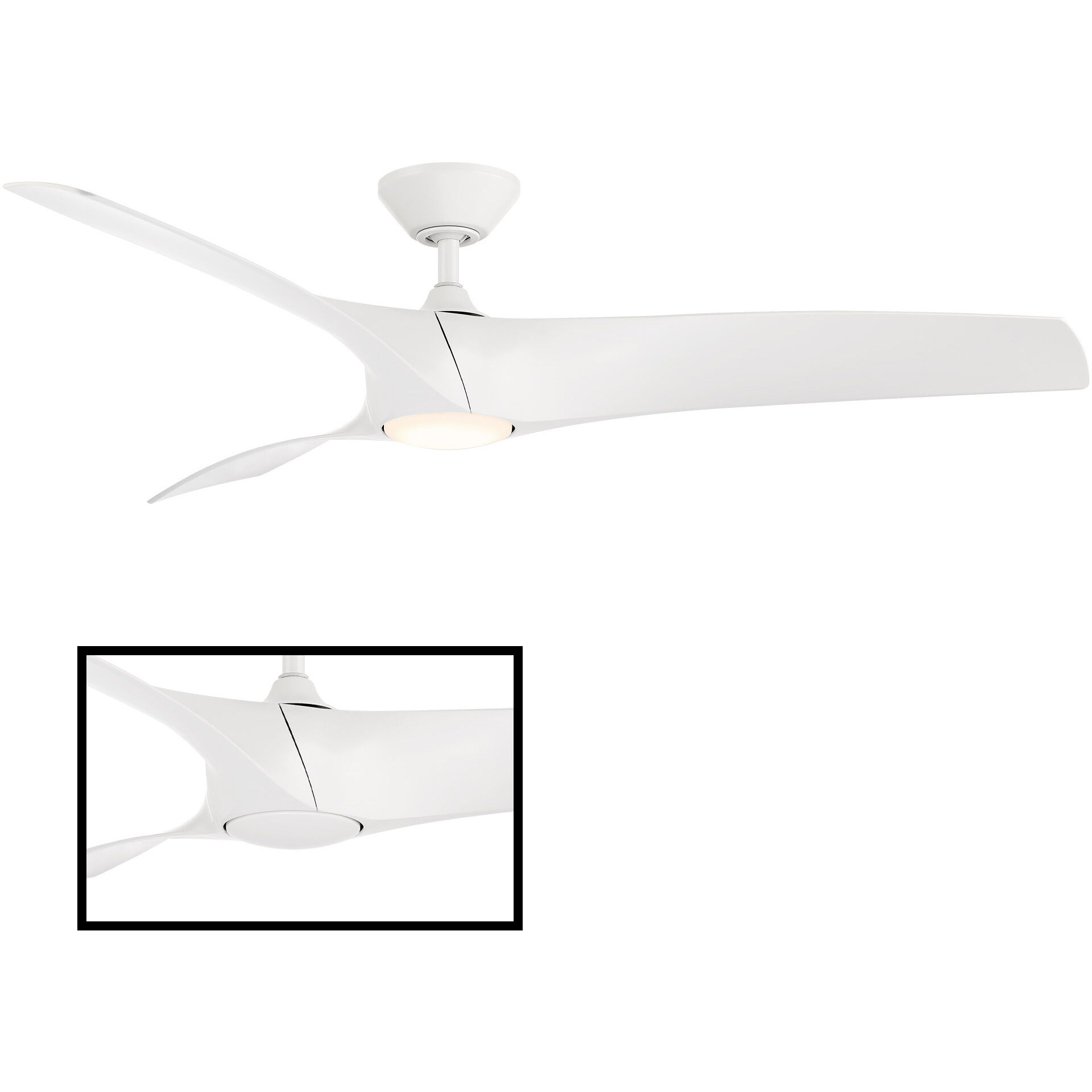 Zephyr 62 inch Matte White Downrod Ceiling Fan, Smart Ceiling Fan