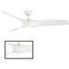 Zephyr 62 inch Matte White Downrod Ceiling Fan, Smart Ceiling Fan