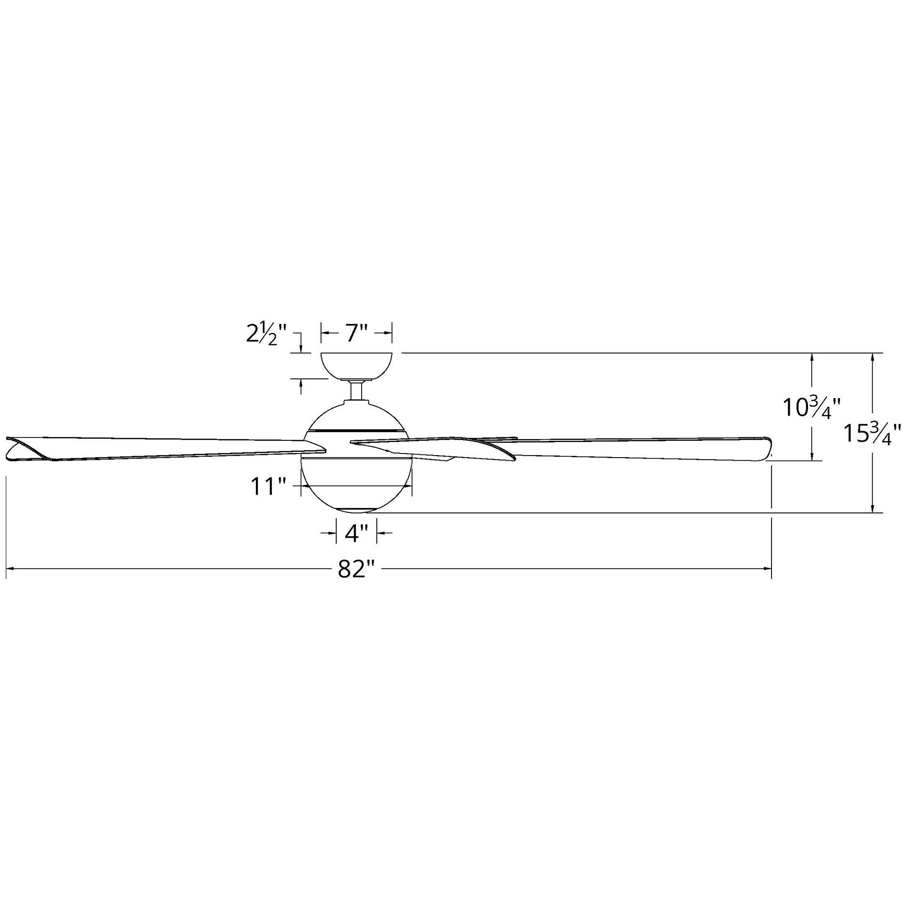 Orb 82 inch Carbon Fiber Ceiling Fan in 3500K